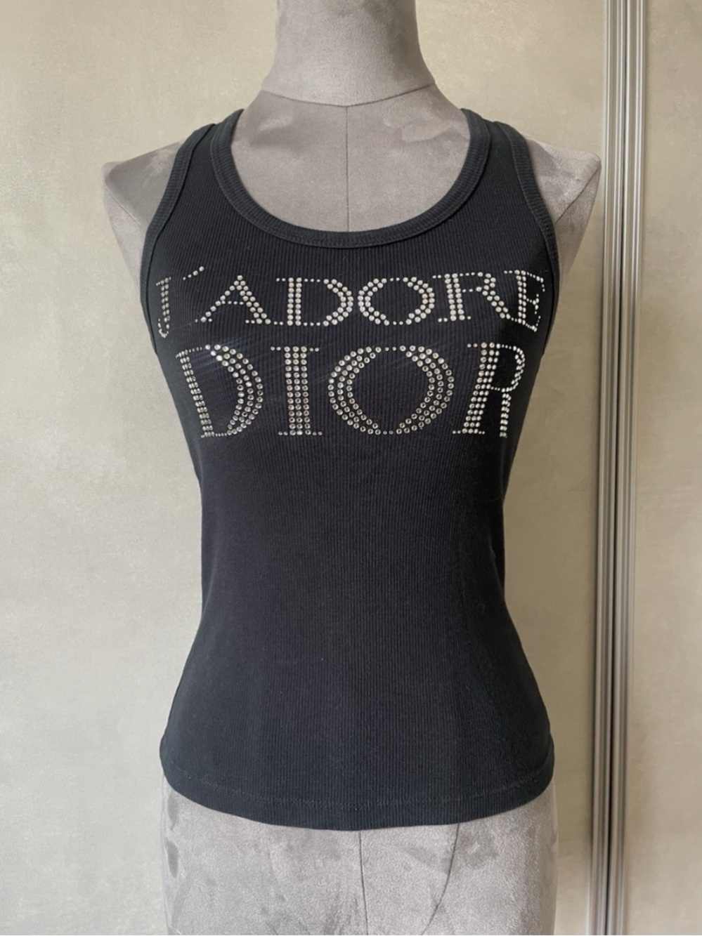 Christian Dior Black J'Adore Crystal Logo Tank